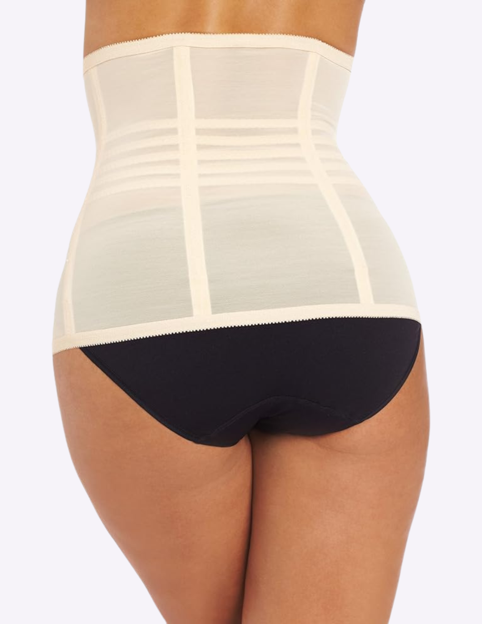 Back view of model wearing RAGO Style 821 waist cincher in Beige