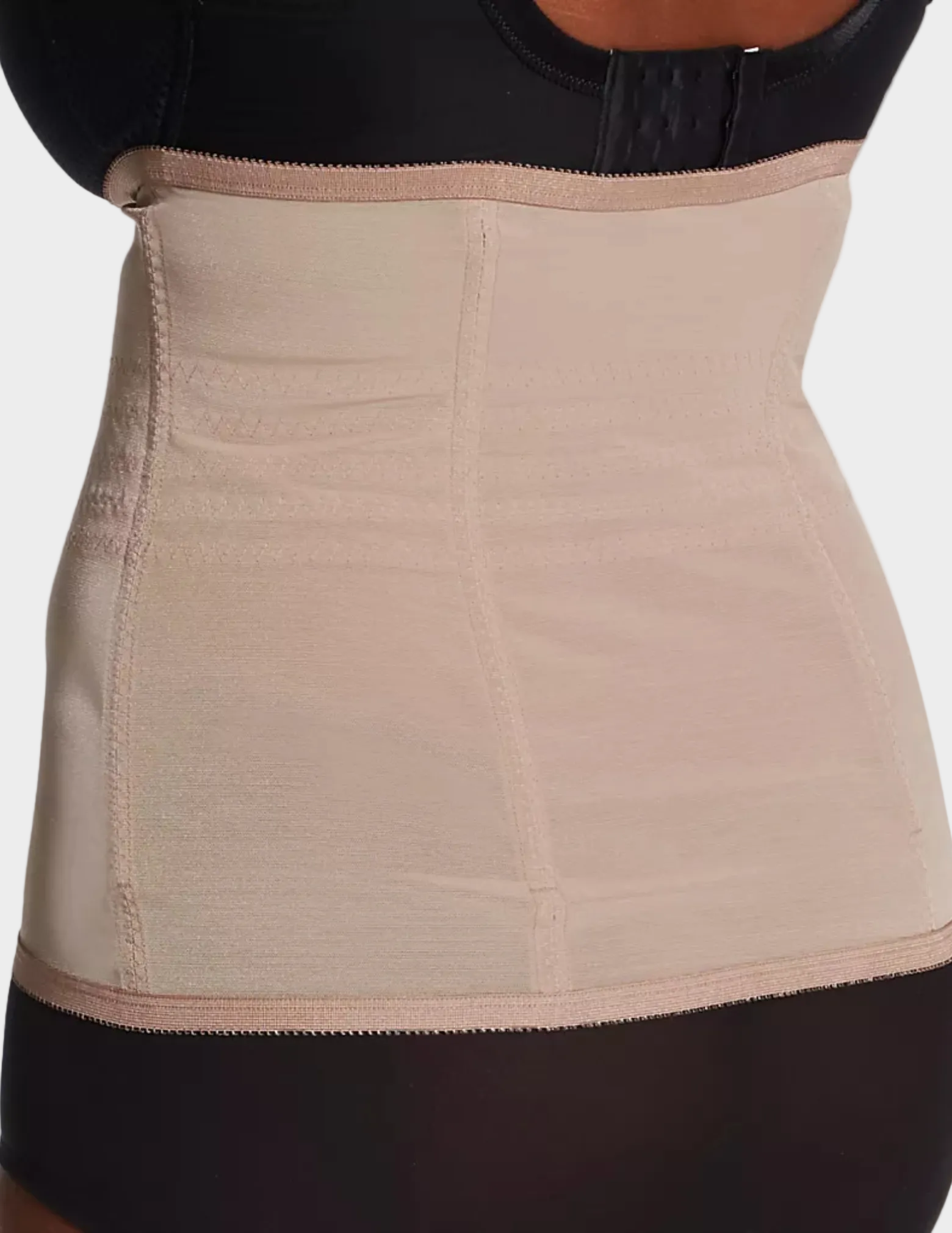 Close up back view of model wearing RAGO Style 821 in Mocha