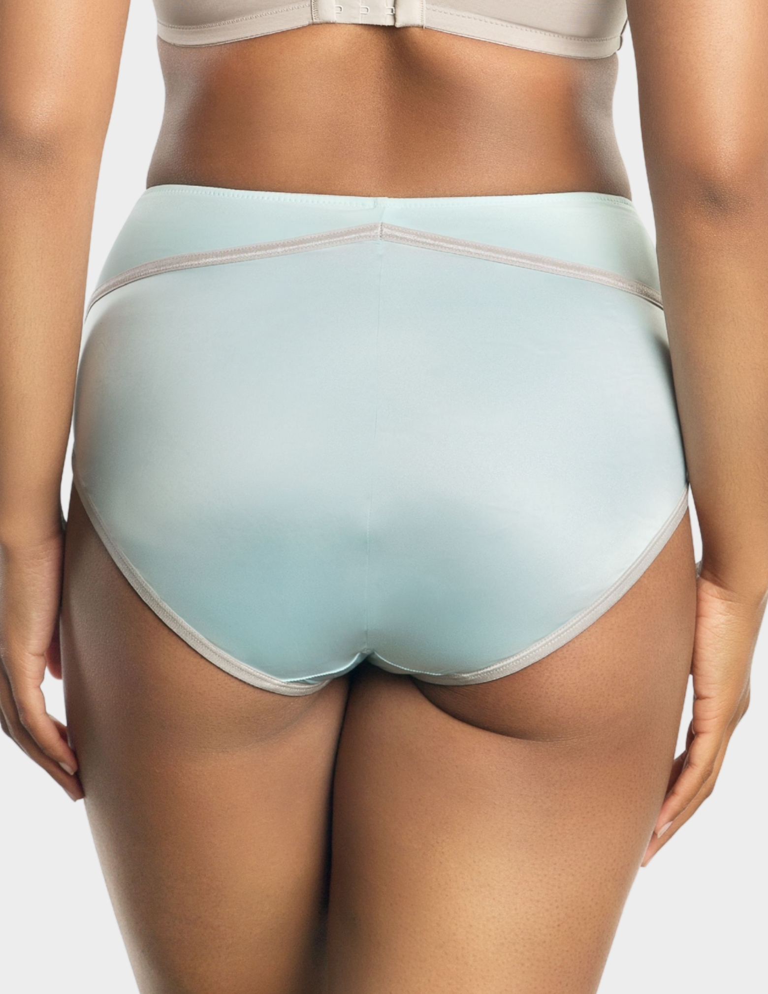 Back view of a model wearing Parfait Charlotte brief in Seaglass Green