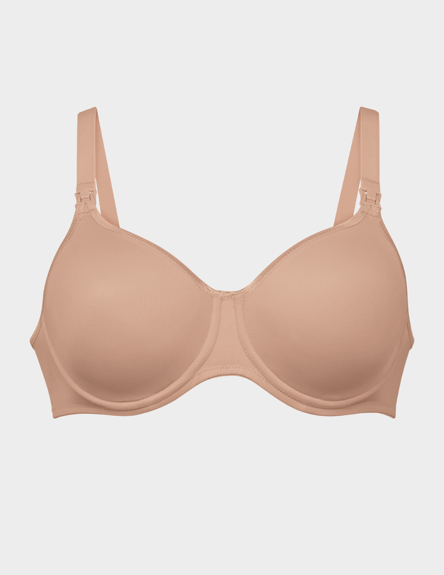 Front view of Anita Seamless nursing bra in color Deep Sand