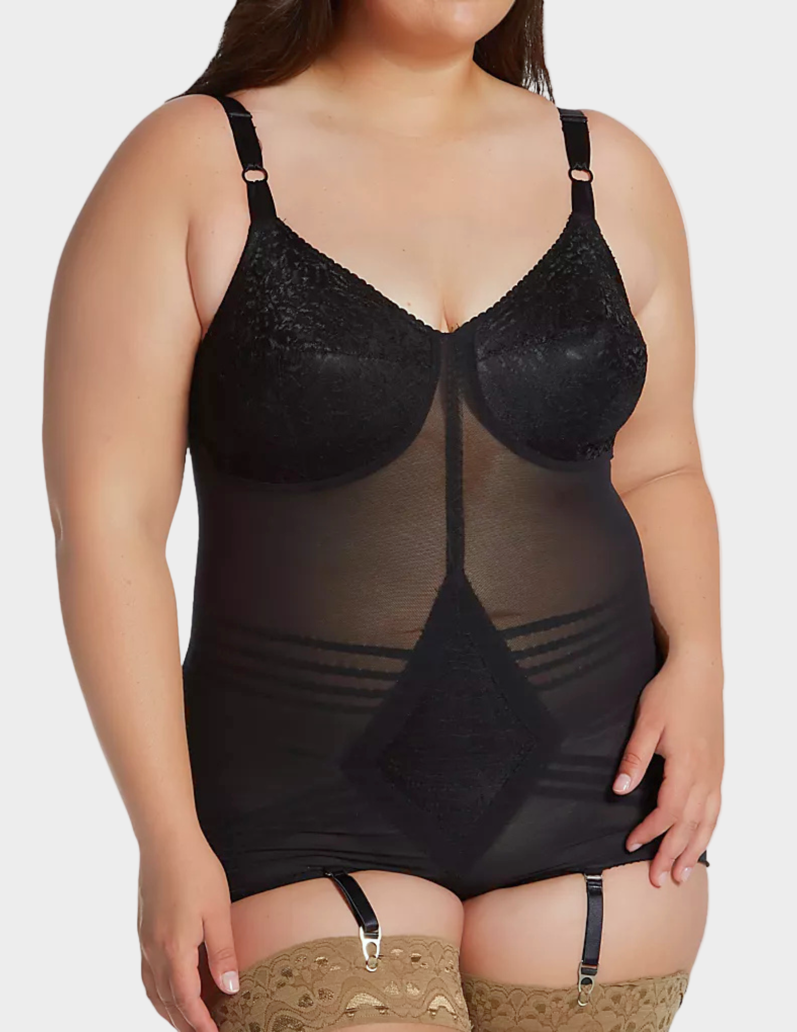 side view of plus-size model wearing RAGO Style 9051 in Black