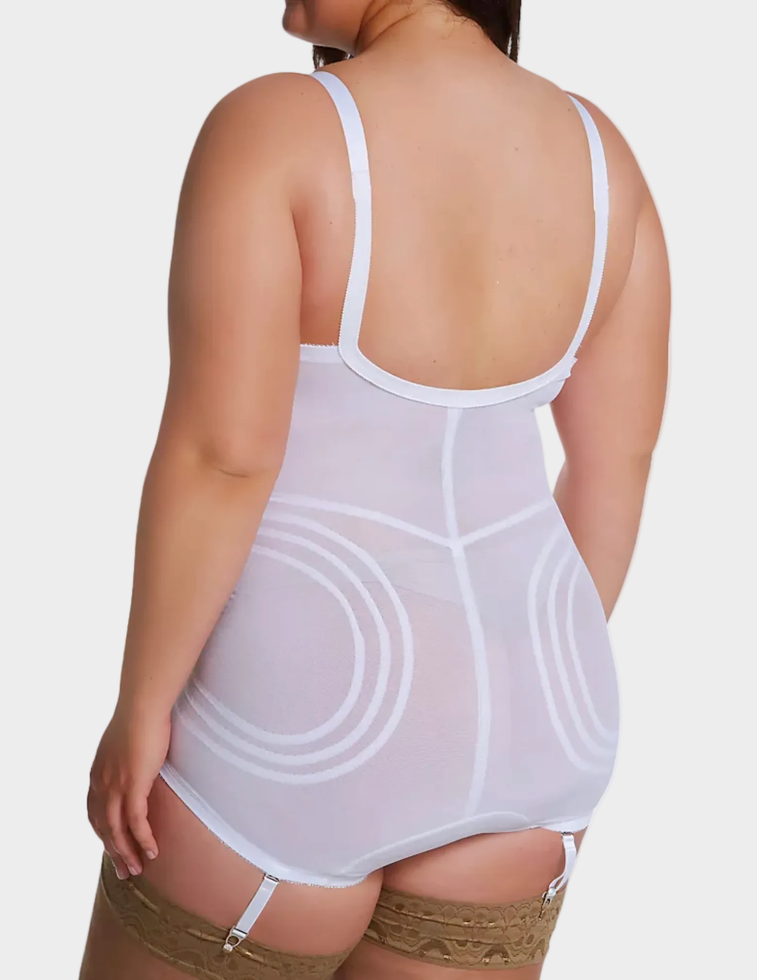 back view of plus size model wearing RAGO Style 9051 in White