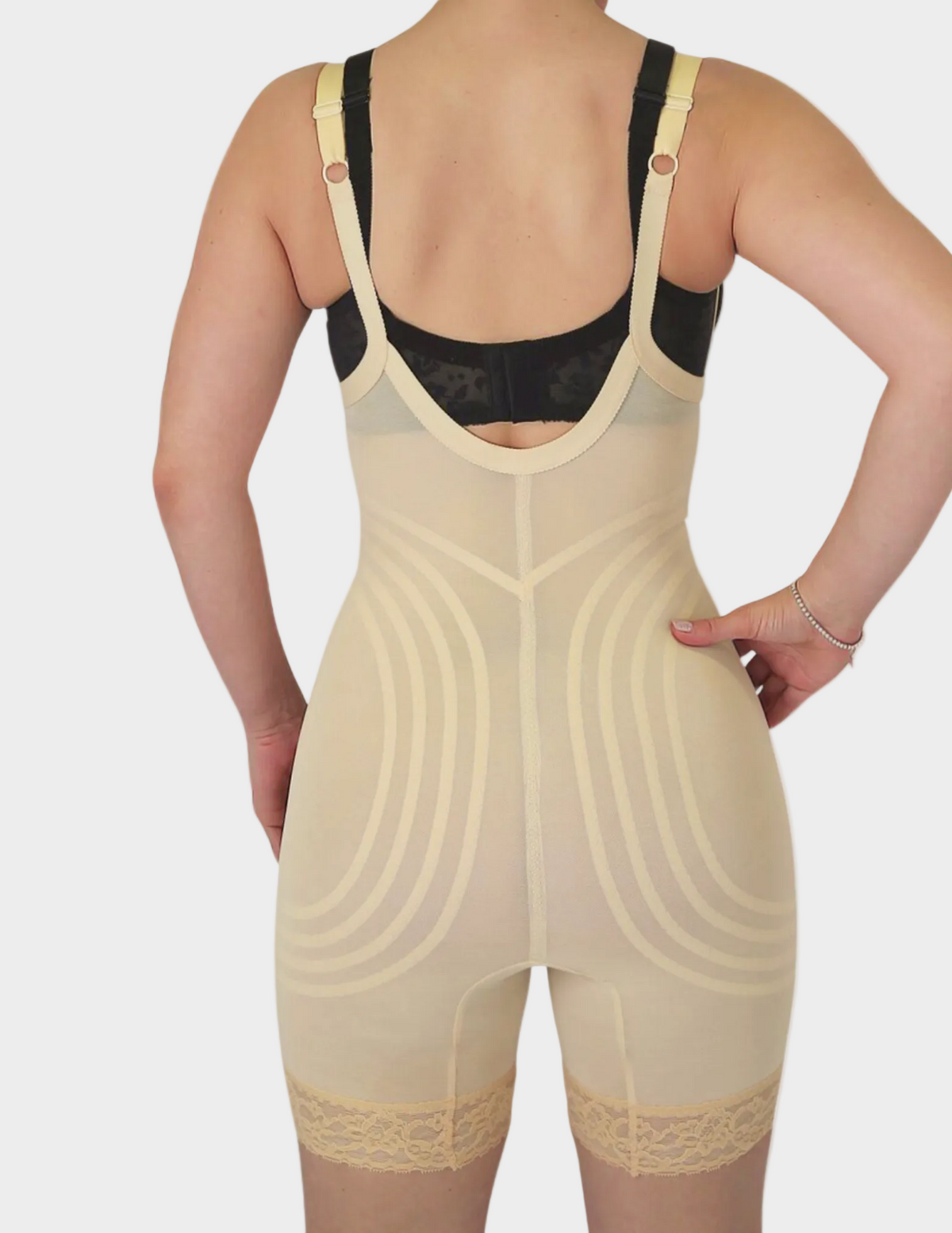 back view of model wearing RAGO Style 9070 in Beige