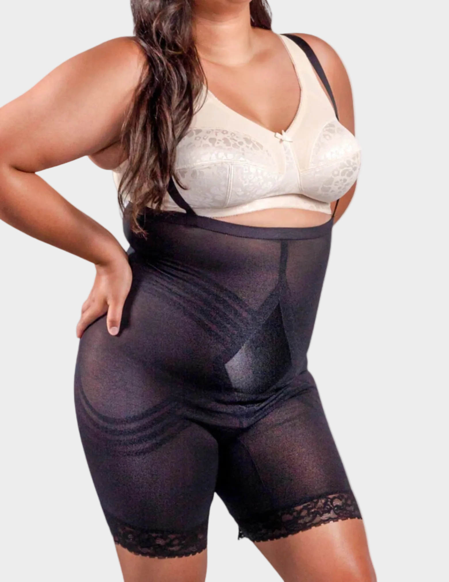 front view of plus-size model wearing RAGO Style 9070 in Black