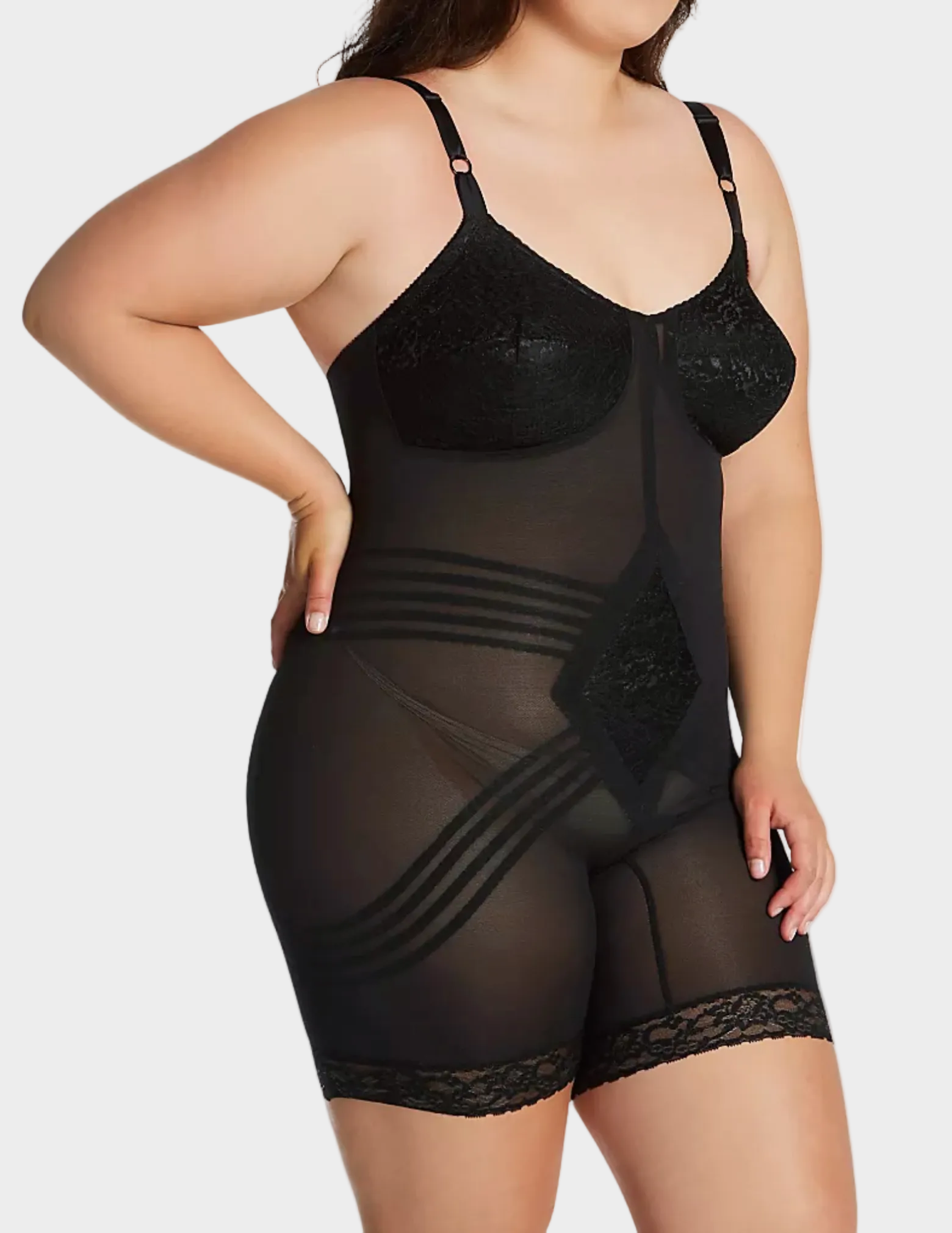 side view of plus-size model wearing RAGO Style 9071 in Black