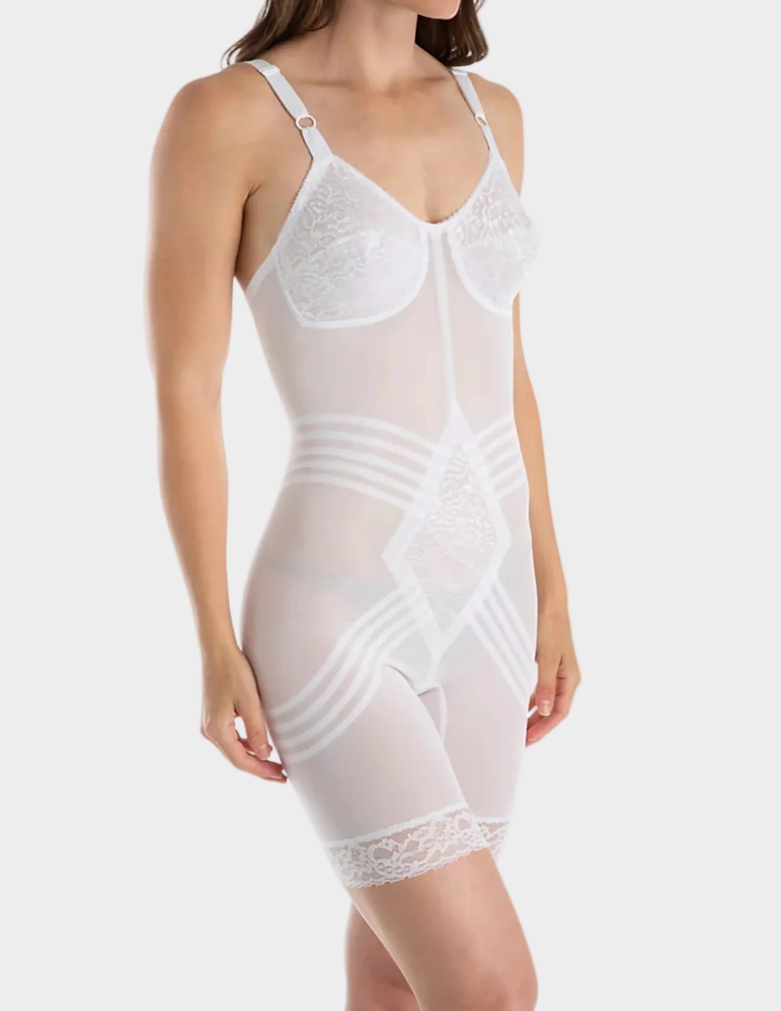 Front view of model wearing RAGO Style 9071 in White