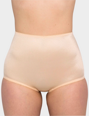 Front view of model wearing Rago 910 Beige smoothing panty