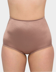 Front view of model wearing Rago 910 smoothing panty in mocha