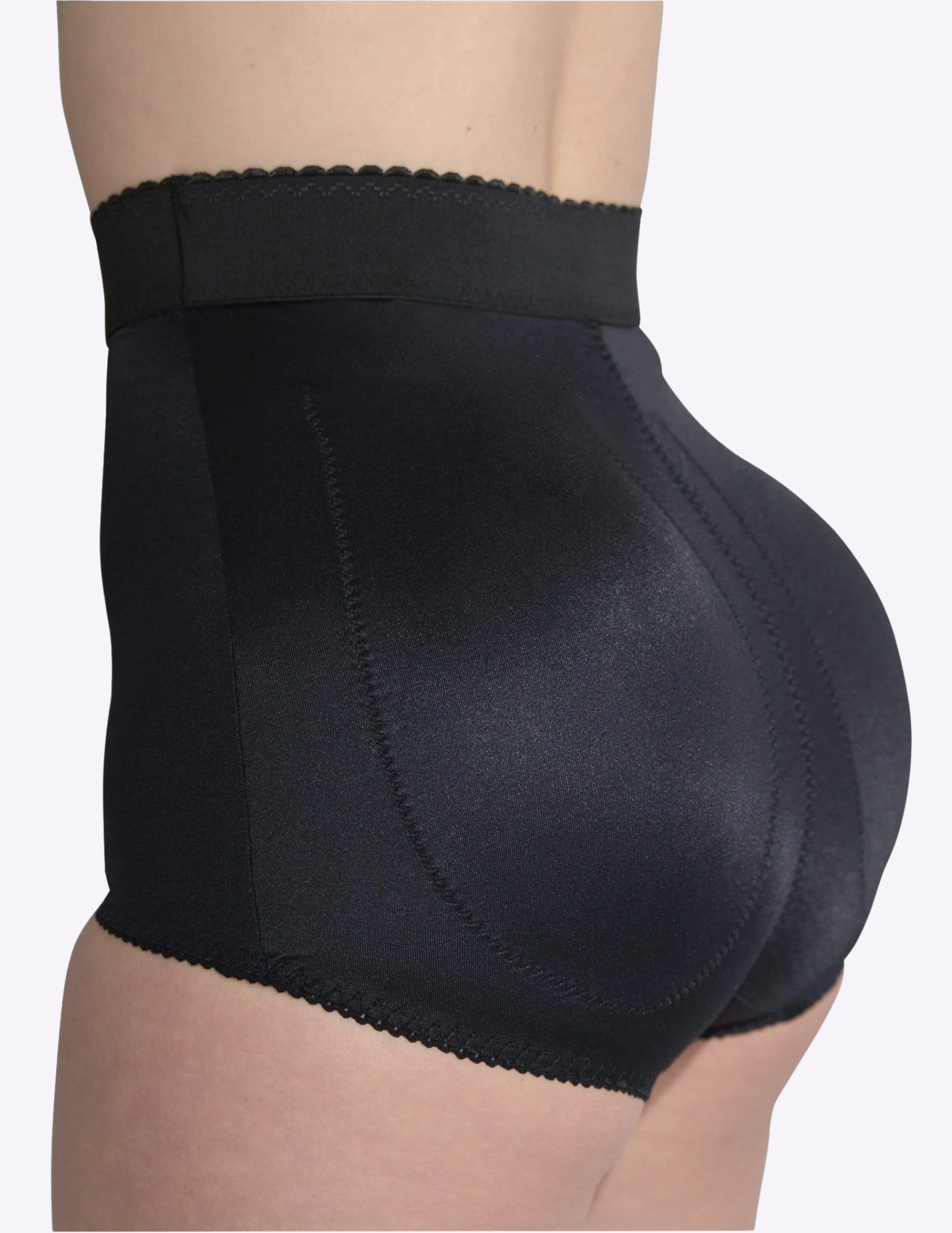 side view of model wearing black Rago 915 padded panty
