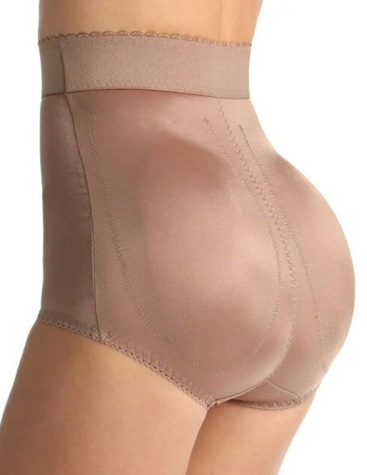 back view of model wearing mocha Rago 915 padded panty