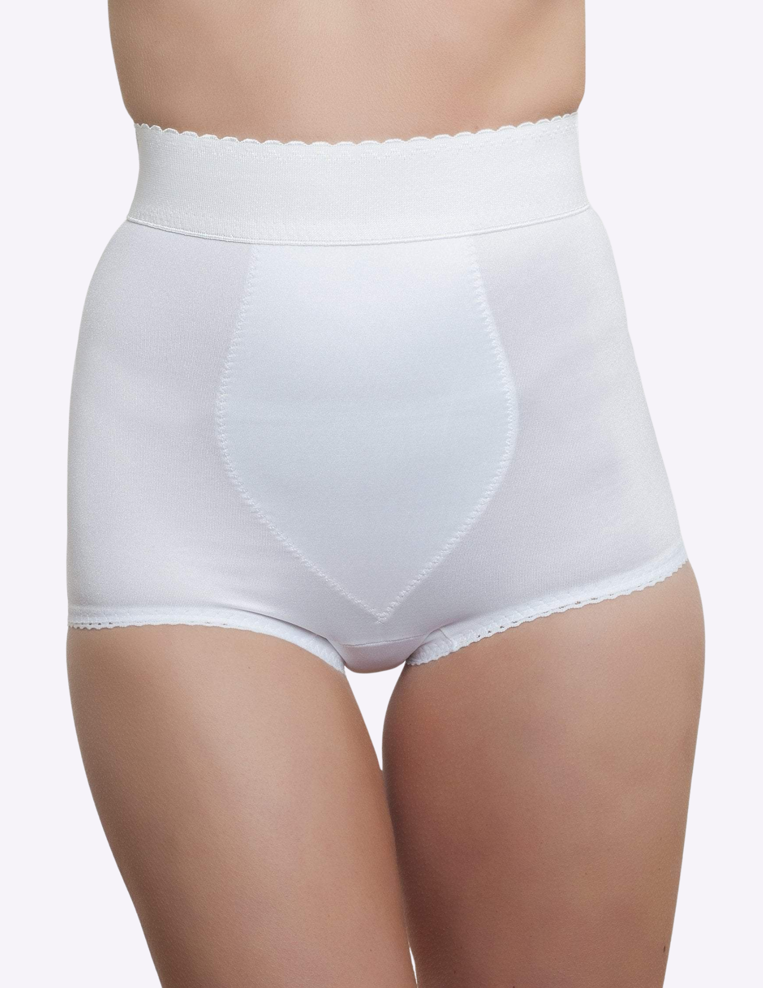front view of model wearing white Rago 915 padded panty