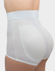 side view of model wearing white Rago 915 padded panty