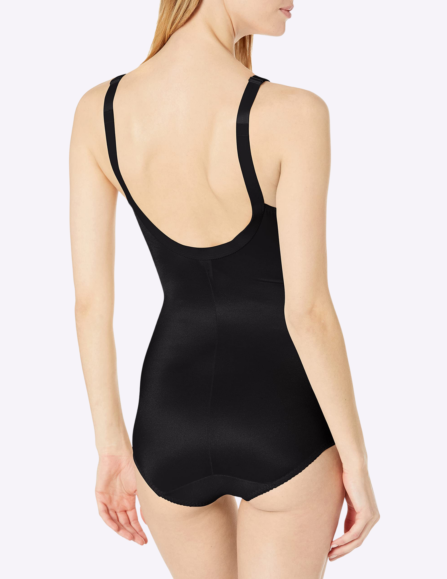 Back view of model wearing RAGO Style 9190 bodysuit in Black