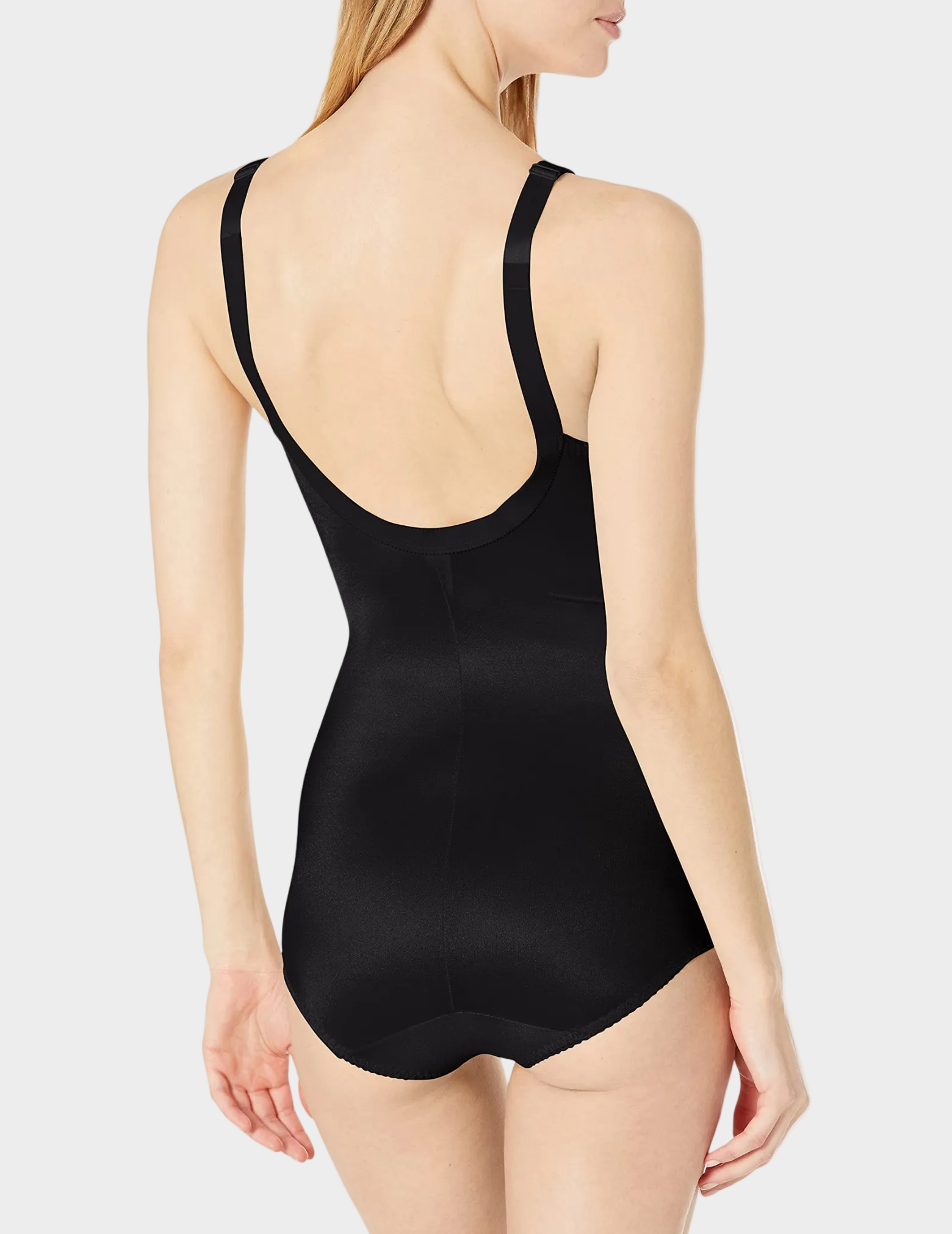 Back view of model wearing RAGO Style 9190 bodysuit in Black