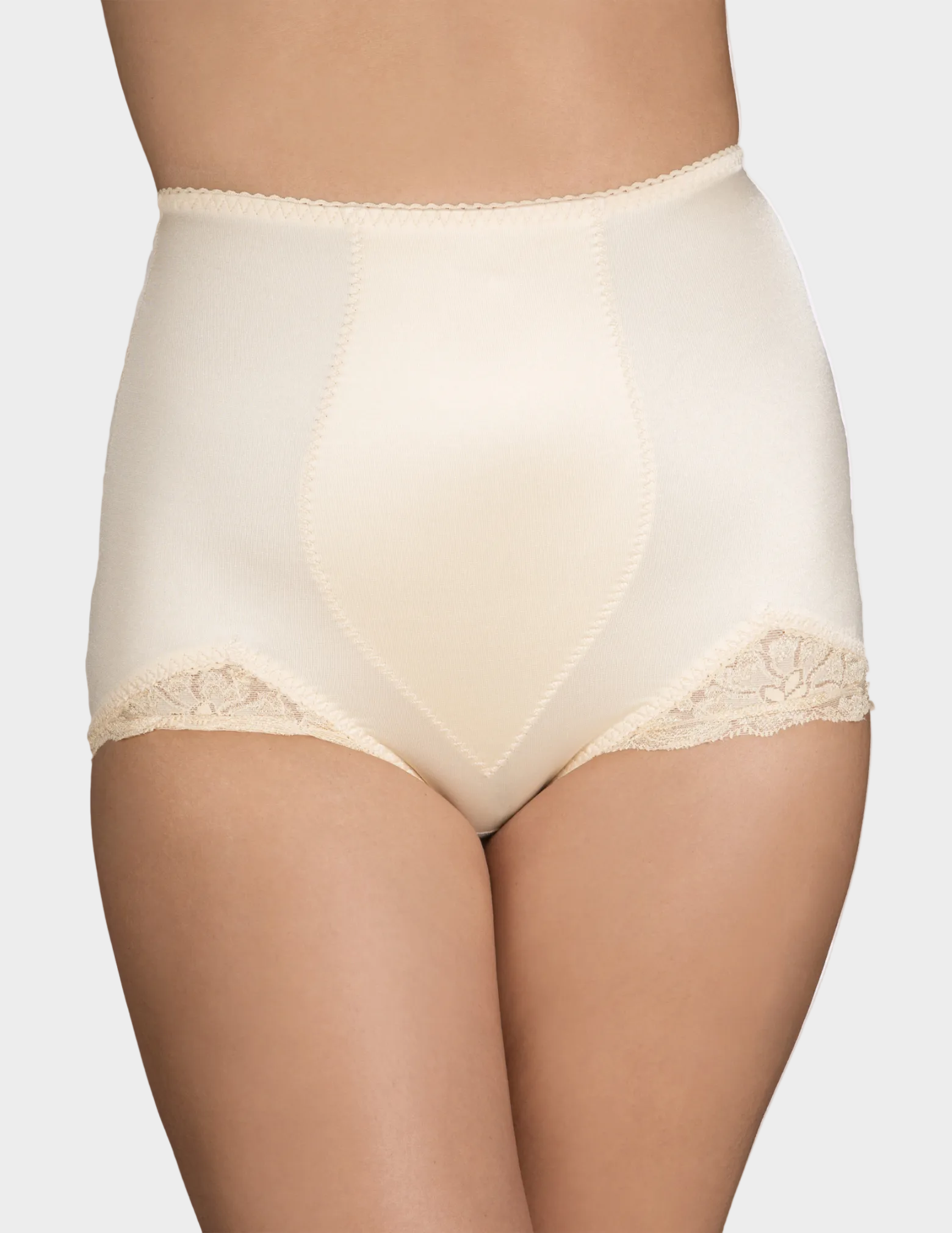 Front view of a model wearing Rago 919 beige shaping panty