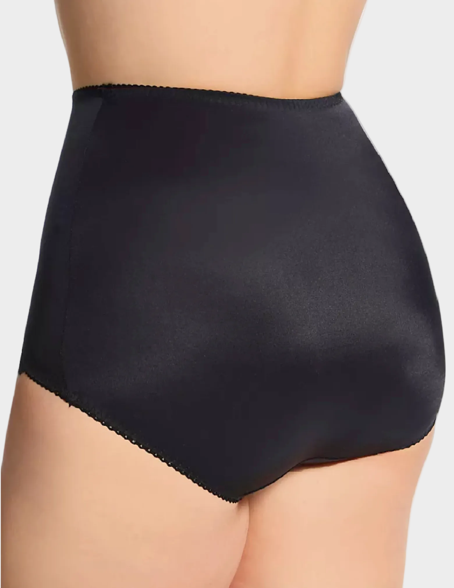 Front view of a curvy model wearing Rago 919 black shaping panty