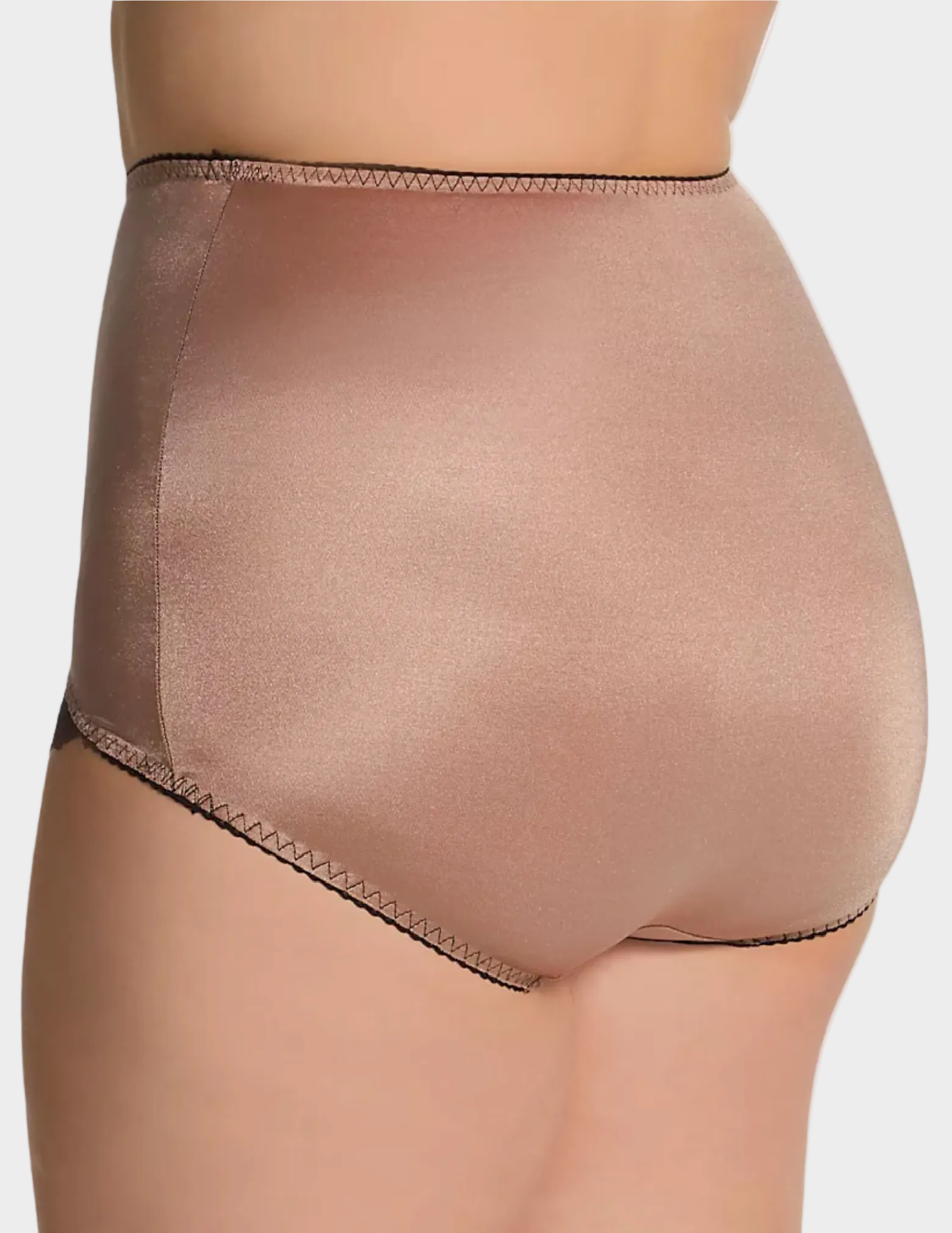 Back view of a plus size model wearing Rago 919 mocha shaping panty