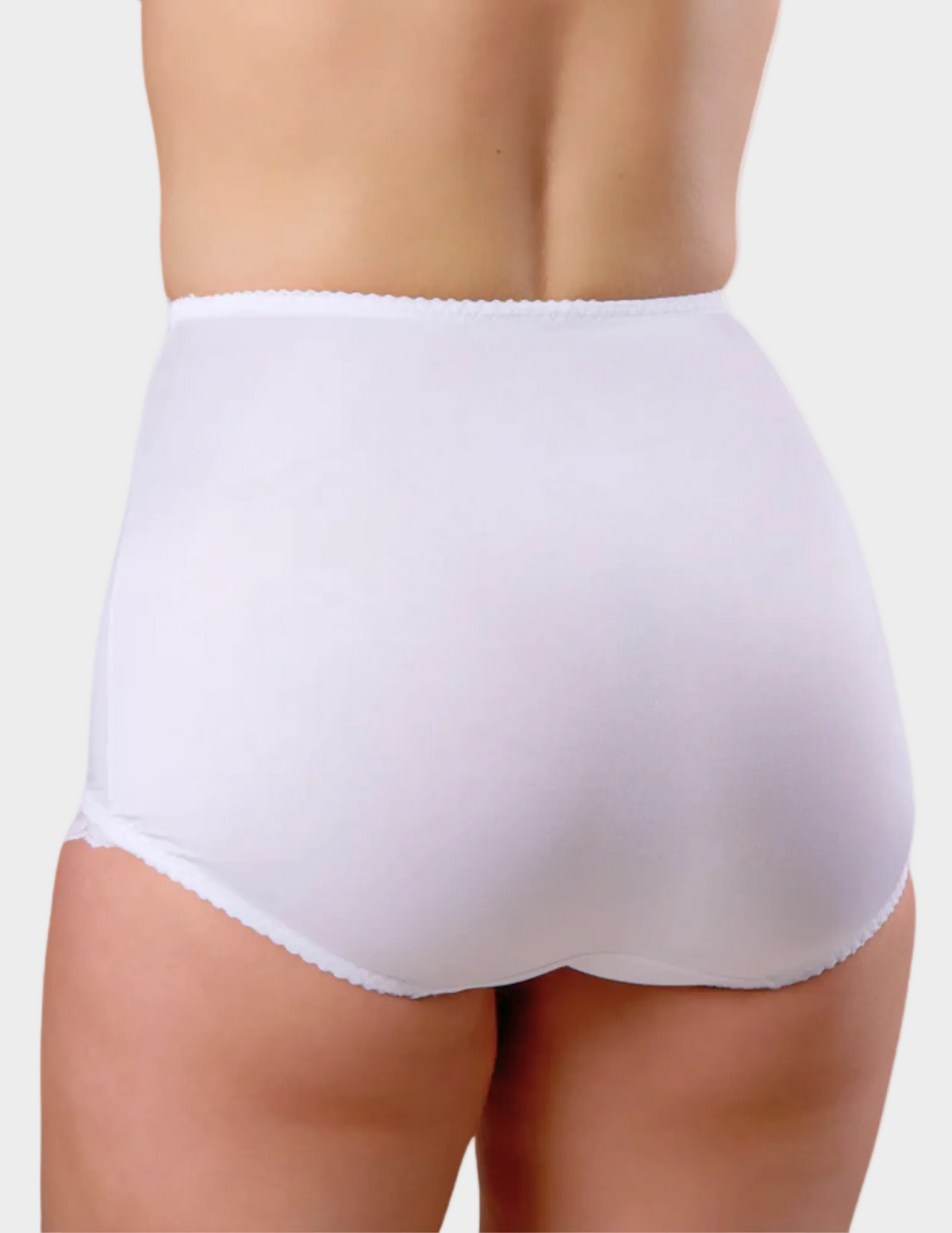 Back view of a model wearing Rago 919 white shaping panty