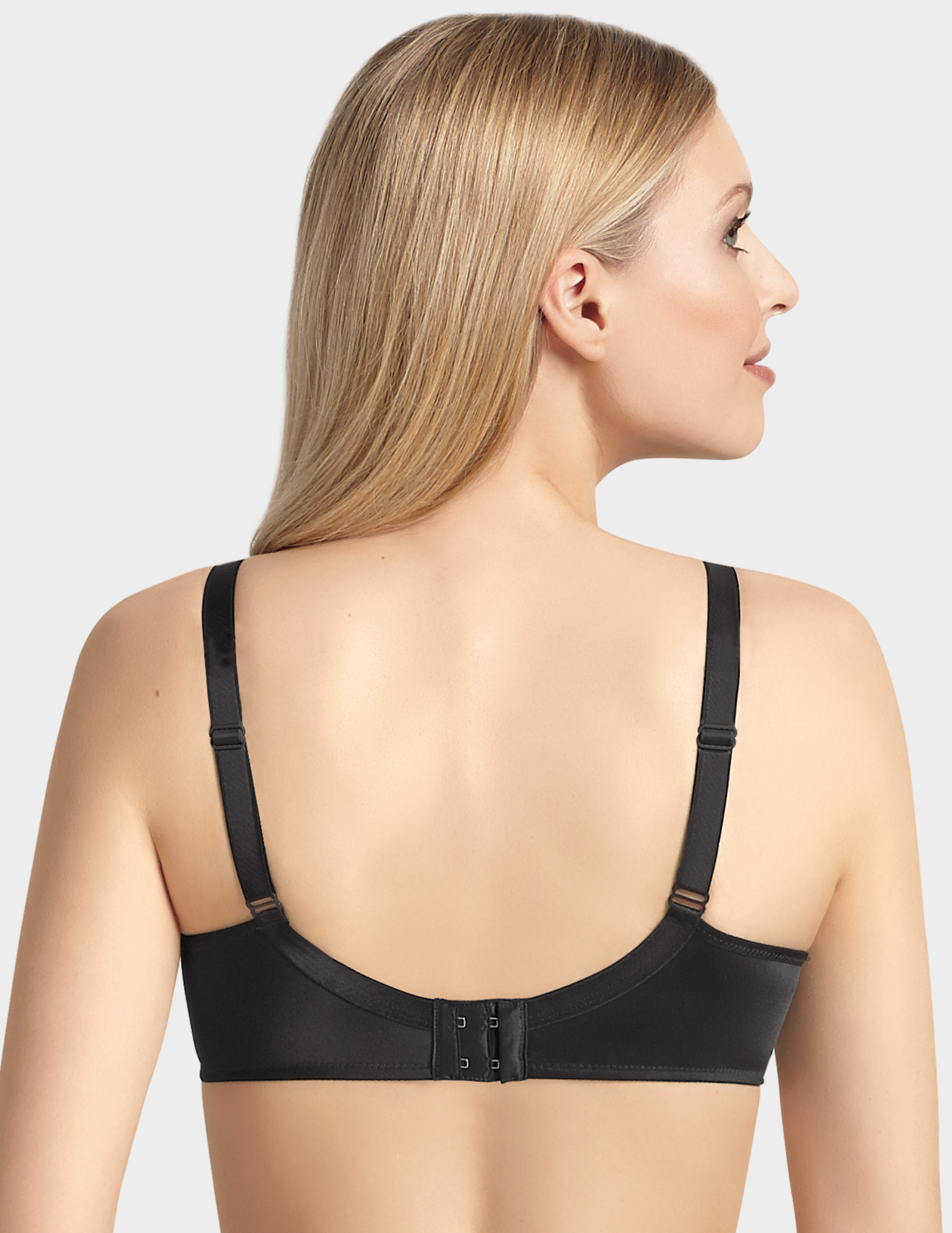 Back view of a model wearing an Anita Seamless nursing bra in color Black