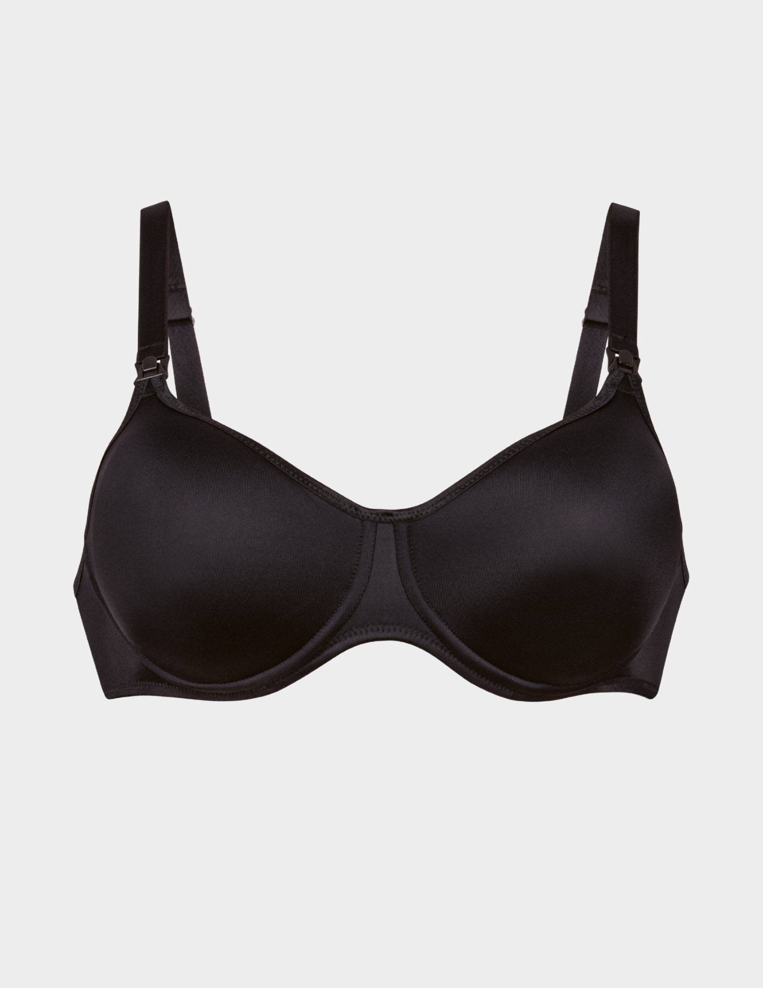 Front view of Anita Seamless nursing bra in color Black