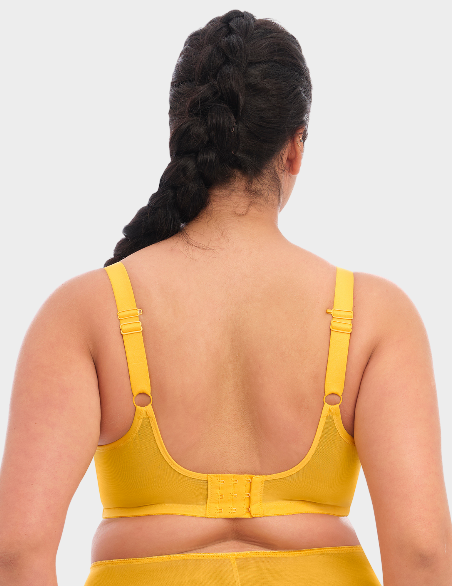 Back view of a model wearing Elomi Matilda plunge bra in daisy
