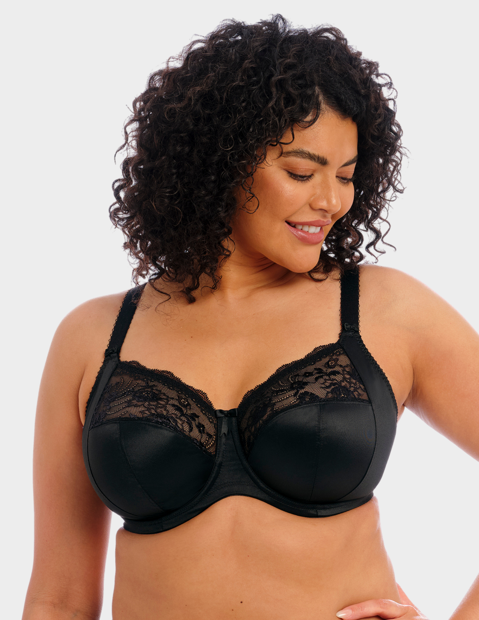 Front view of a model wearing Elomi Morgan bra in black