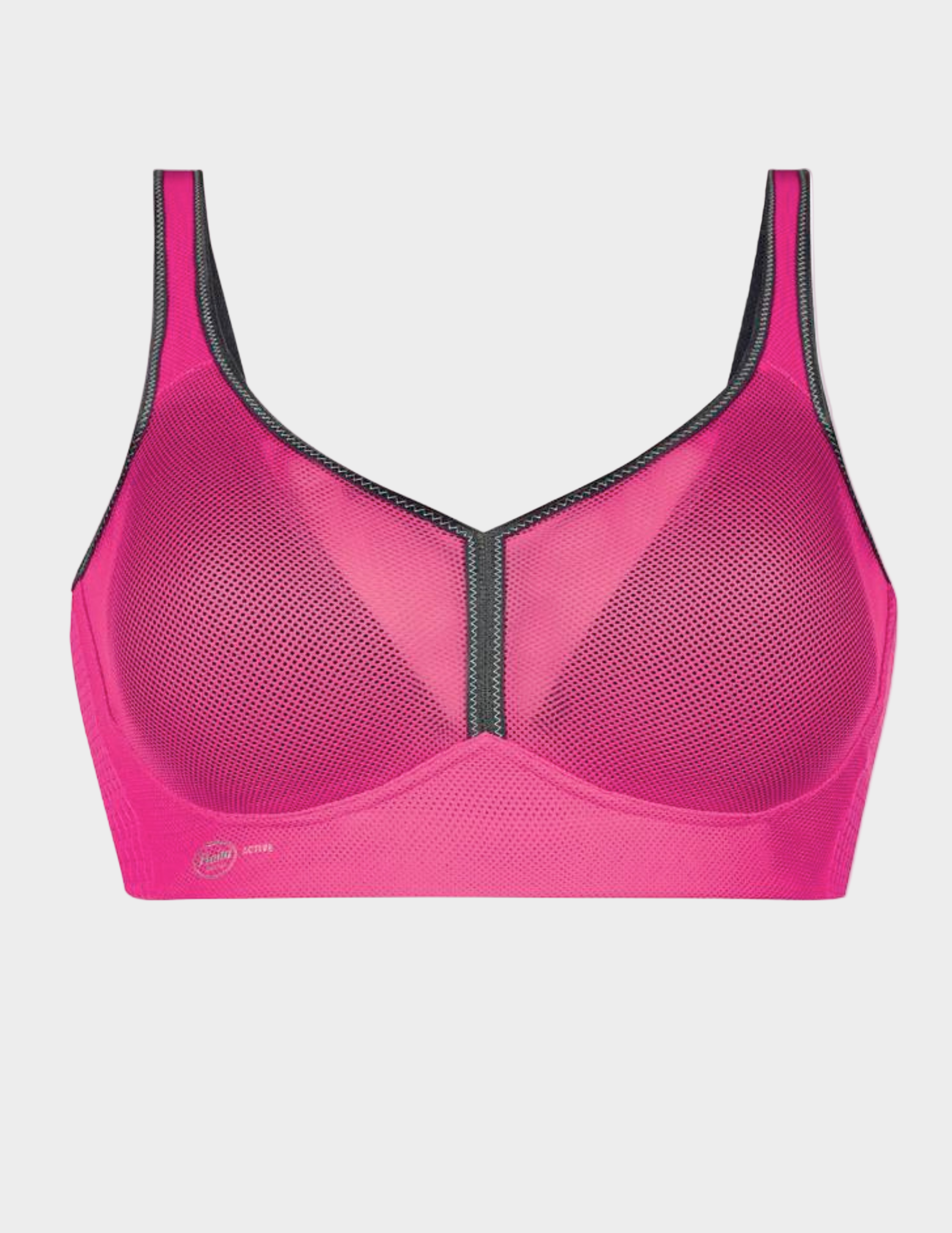 Front view of Air Control sports bra in pink/anthracite