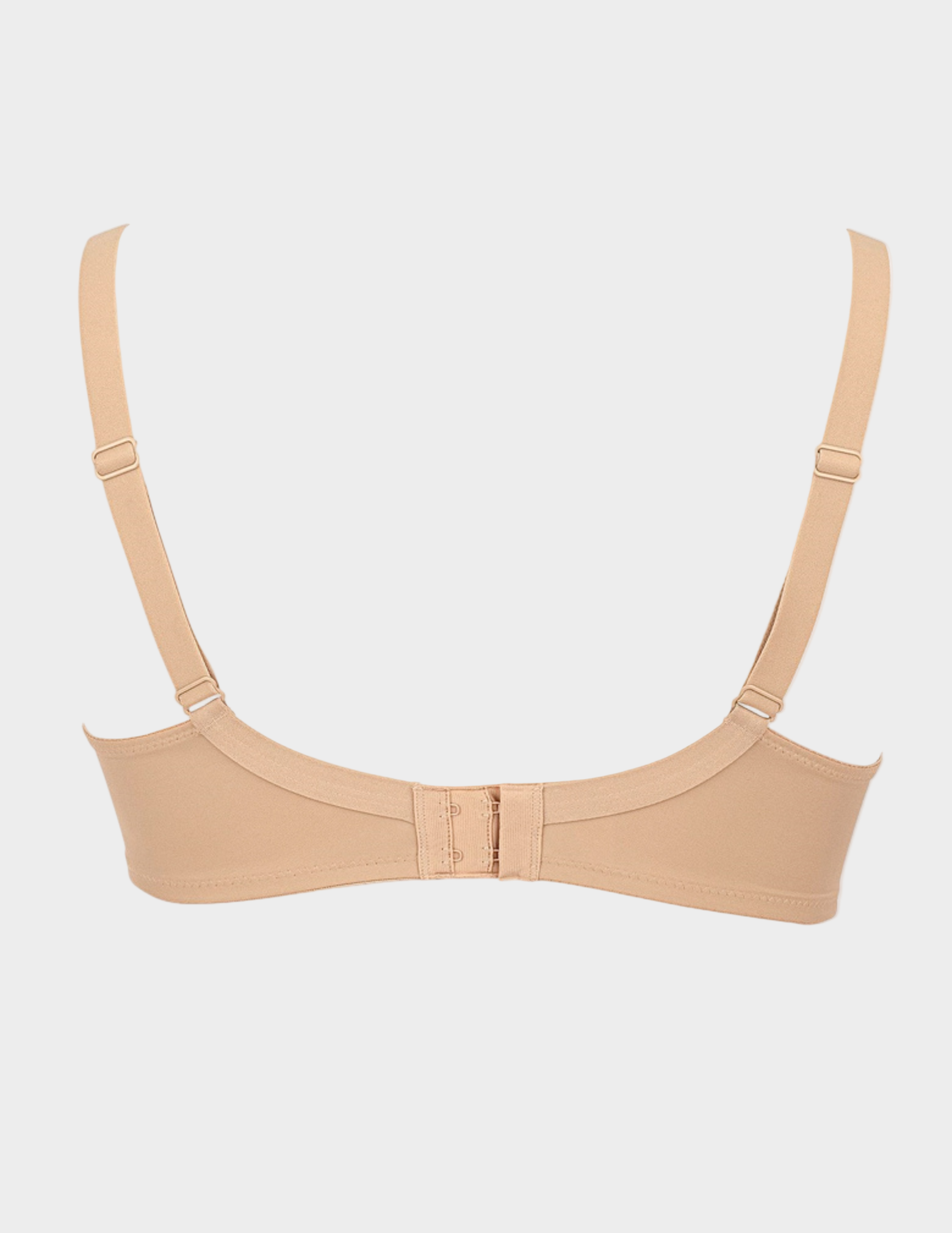 Back view of beige bra on a white background