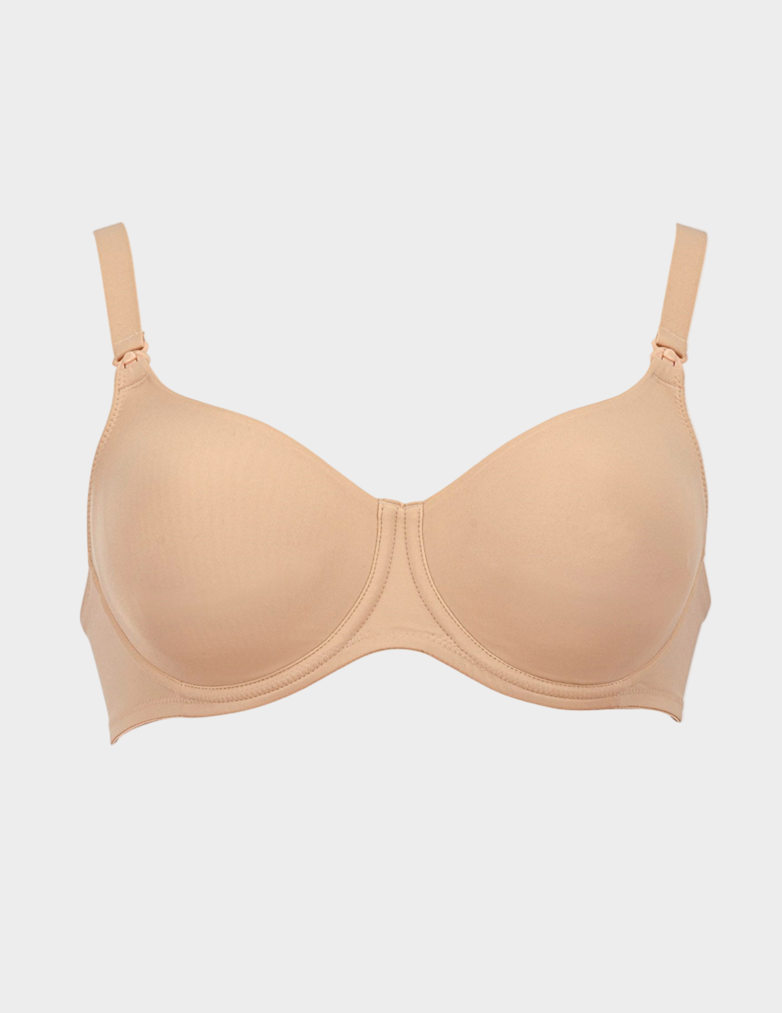 Beige nursing bra on a white background