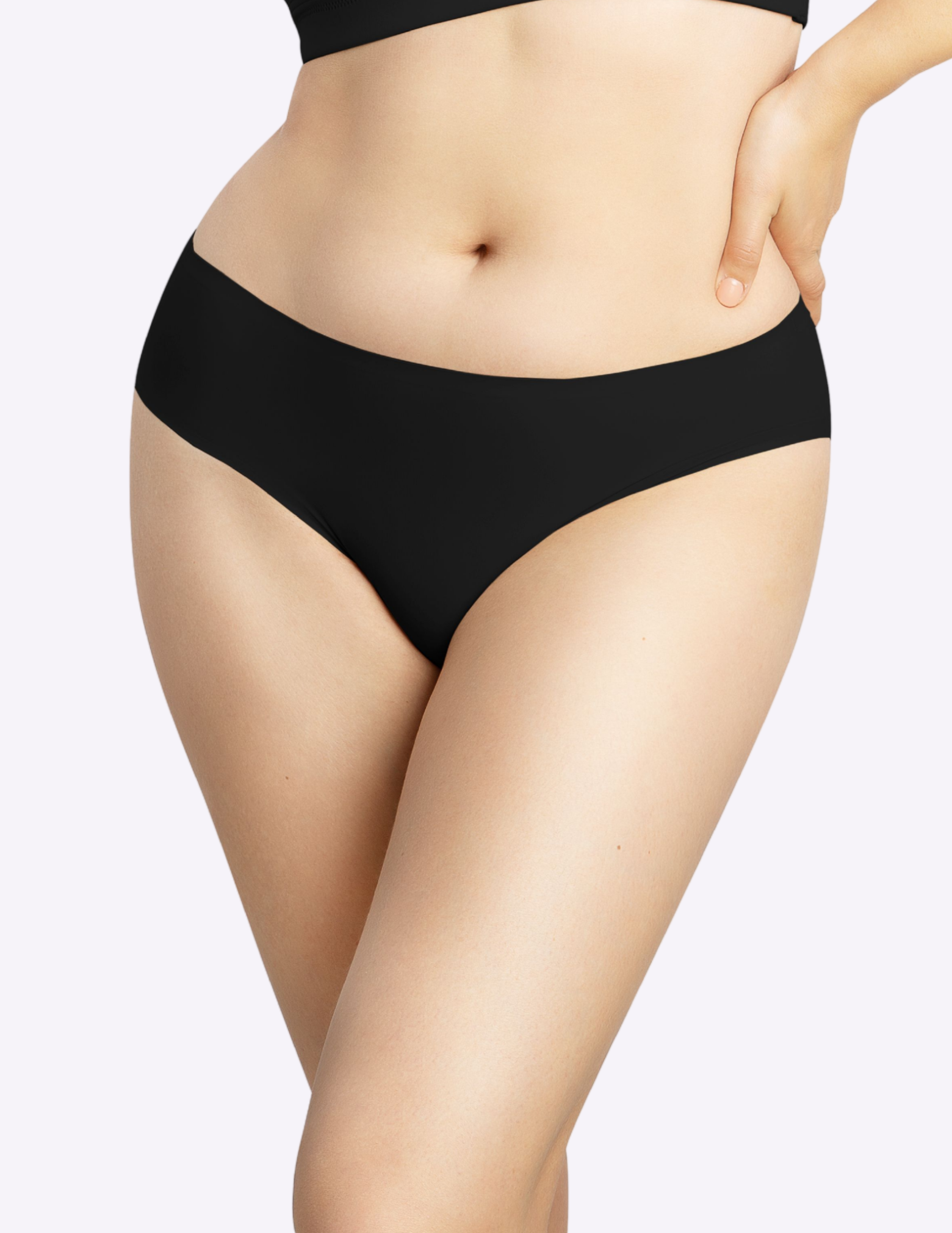 Front view of a model wearing bonded panty in black