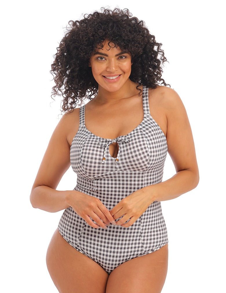 Elomi ES800345 Checkmate Grey Marl Wire Free Moulded Swimsuit front