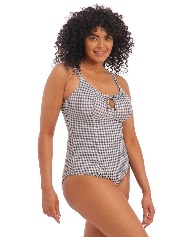 Elomi ES800345 Checkmate Grey Marl Wire Free Moulded Swimsuit side