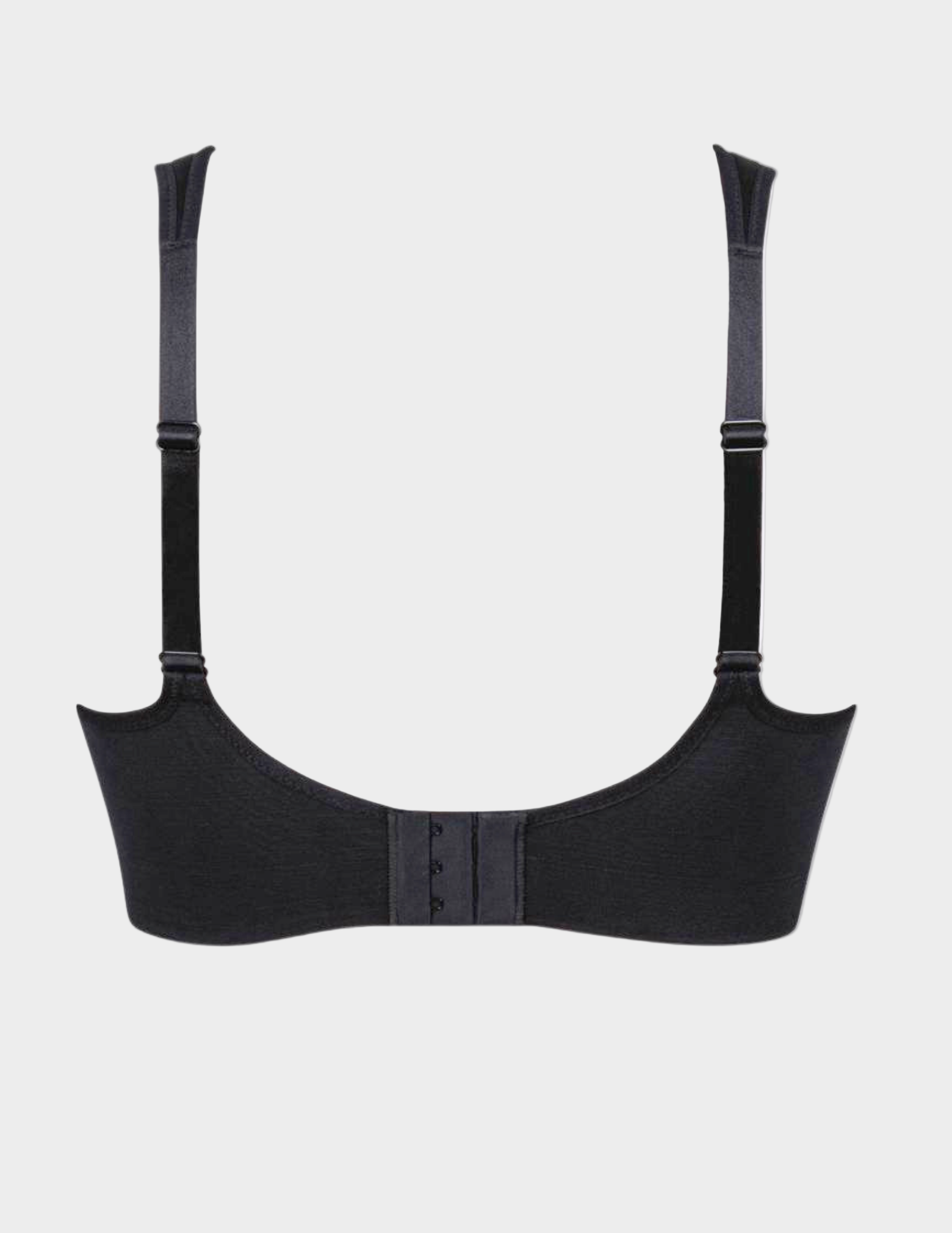 Black bra with straps on a white background