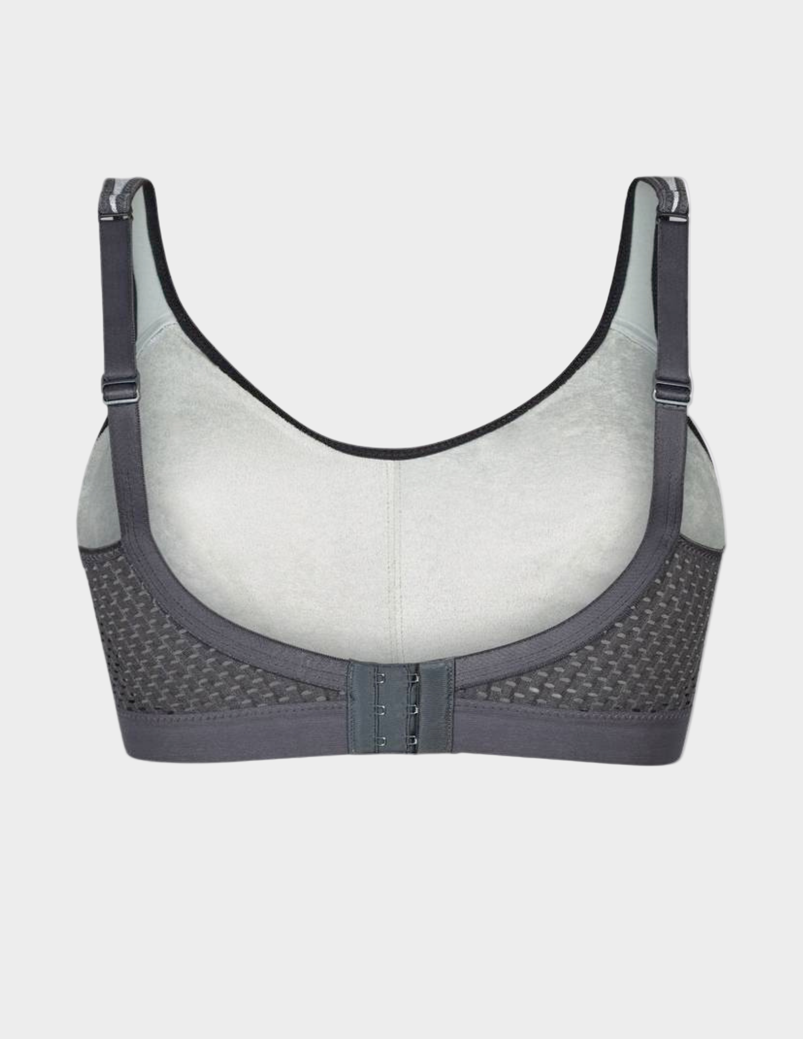 Gray sports bra on a light gray background