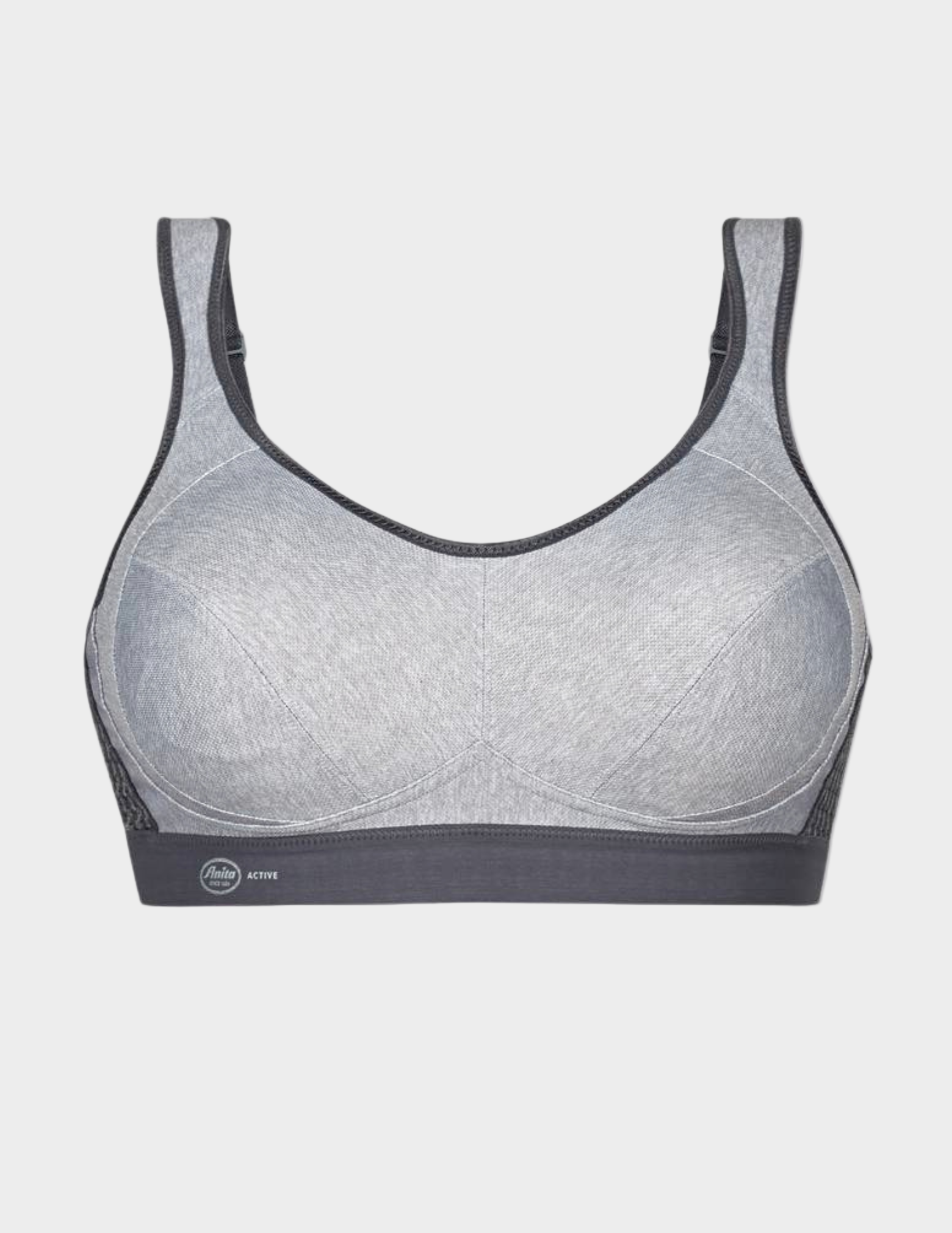 Gray sports bra on a white background