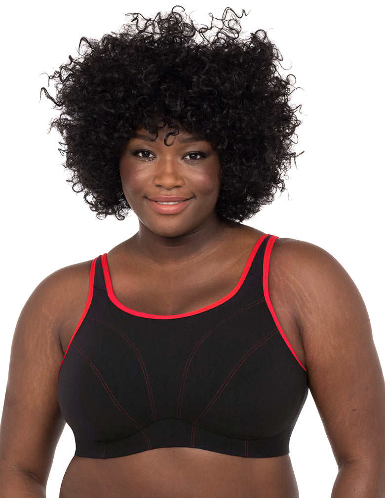 Goddess Synergy GD6910 Black Soft Cup Sports Bra front view