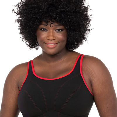Goddess Synergy GD6910 Black Soft Cup Sports Bra front view
