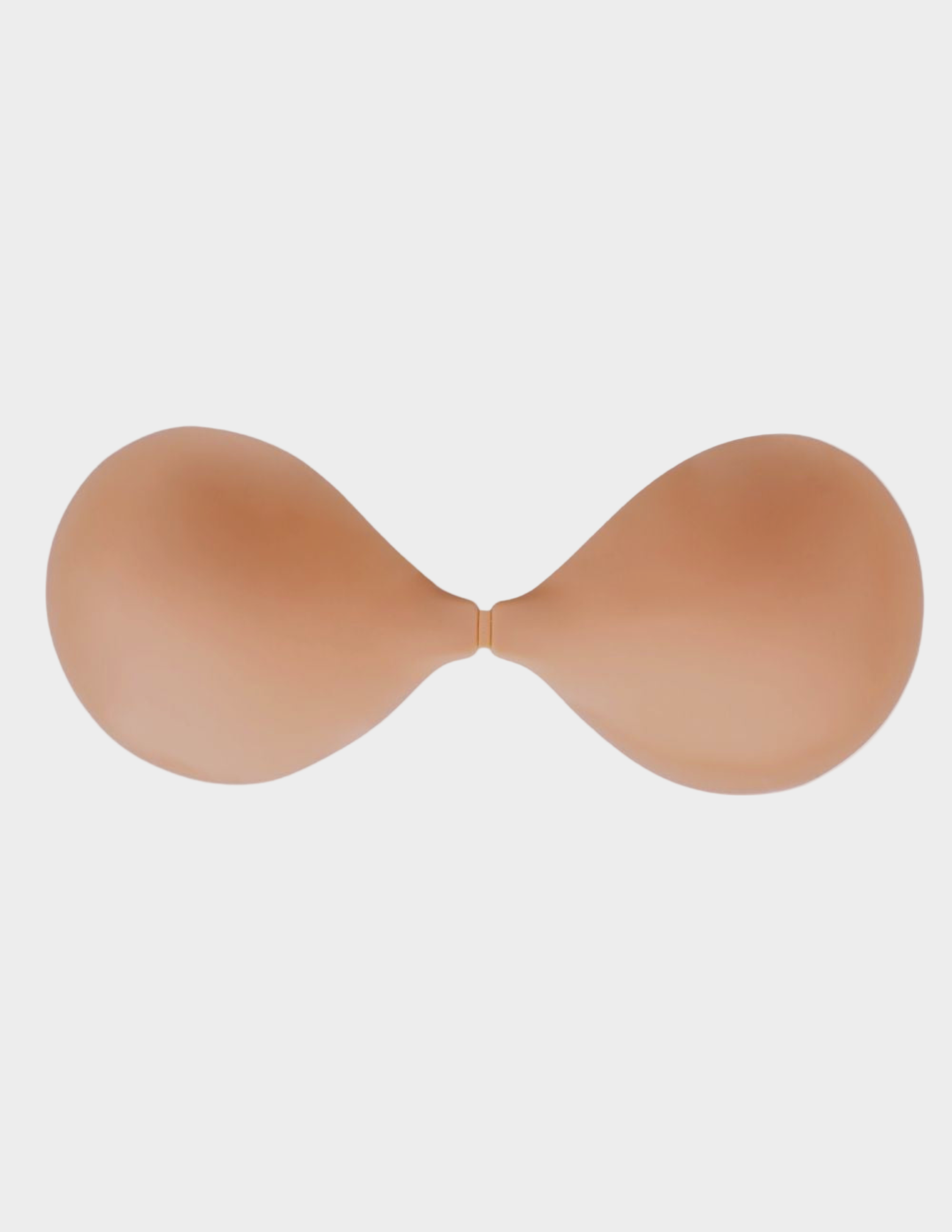 tan backless front close sticky bra on white background
