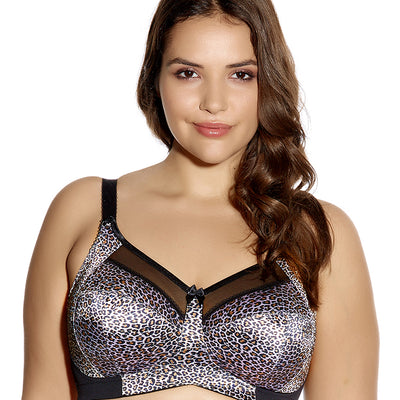 Goddess Kayla GD6161 Black Leopard Banded Soft Cup Wire Free Bra front view