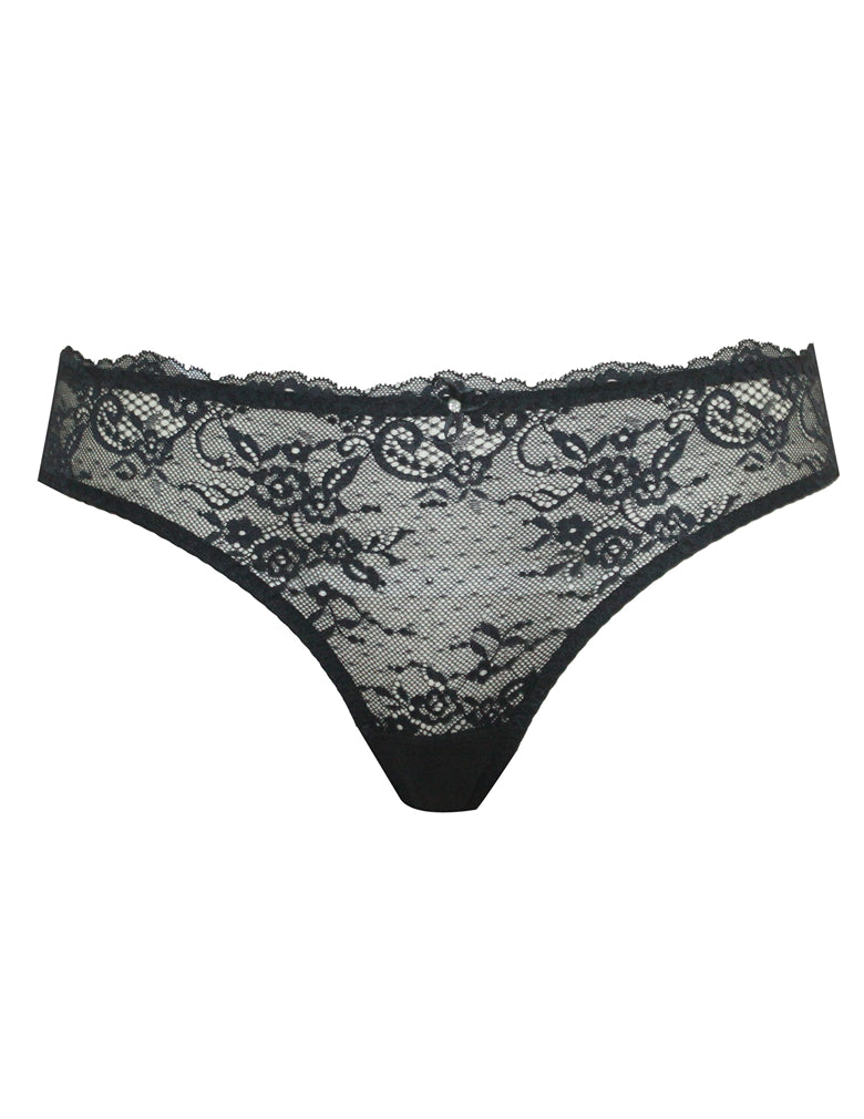 Parfait Sandrine P5354 Black Brazilian Thong Panty cutout