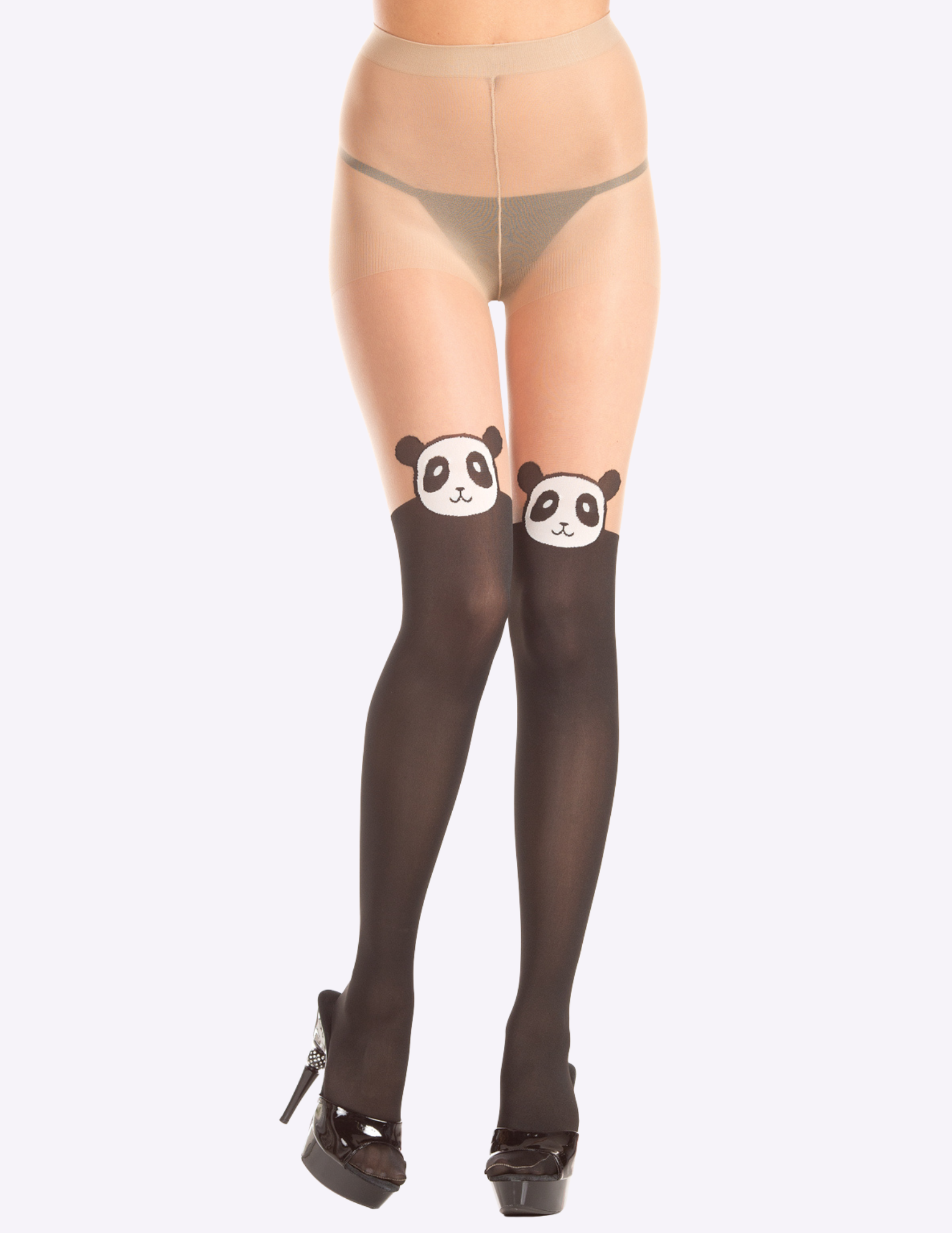 Sheer Pantyhose With Panda Design