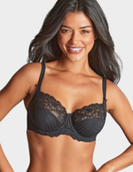Front view of a model wearing Panache Envy bra in Black