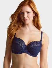 Front view of a model wearing Panache Envy bra in Navy