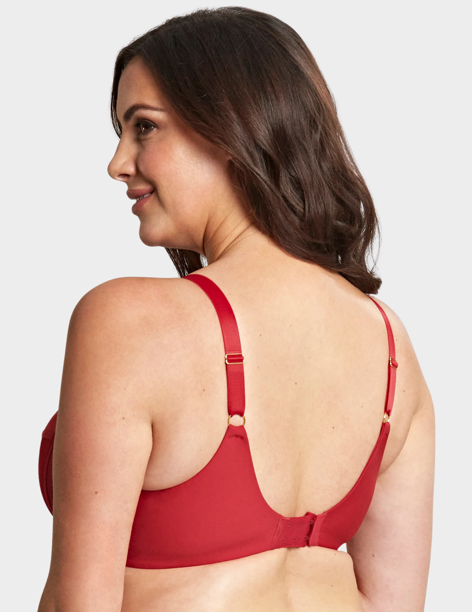 Back view of a model wearing Sculptresse Dionne bra in Fiery Red