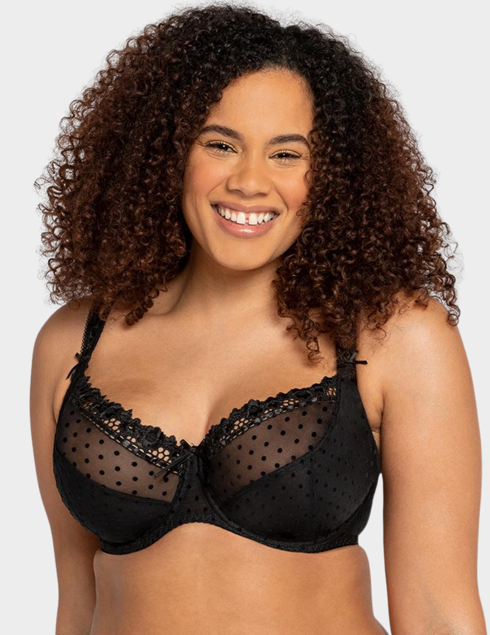 Front view of a model wearing Curvy Kate Princess Plunge bra