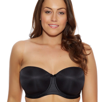 ELOMI SMOOTHING EL1230 BLACK UNDERWIRED MOLDED STRAPLESS BRA front strapless