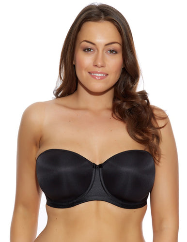 ELOMI SMOOTHING EL1230 BLACK UNDERWIRED MOLDED STRAPLESS BRA front strapless