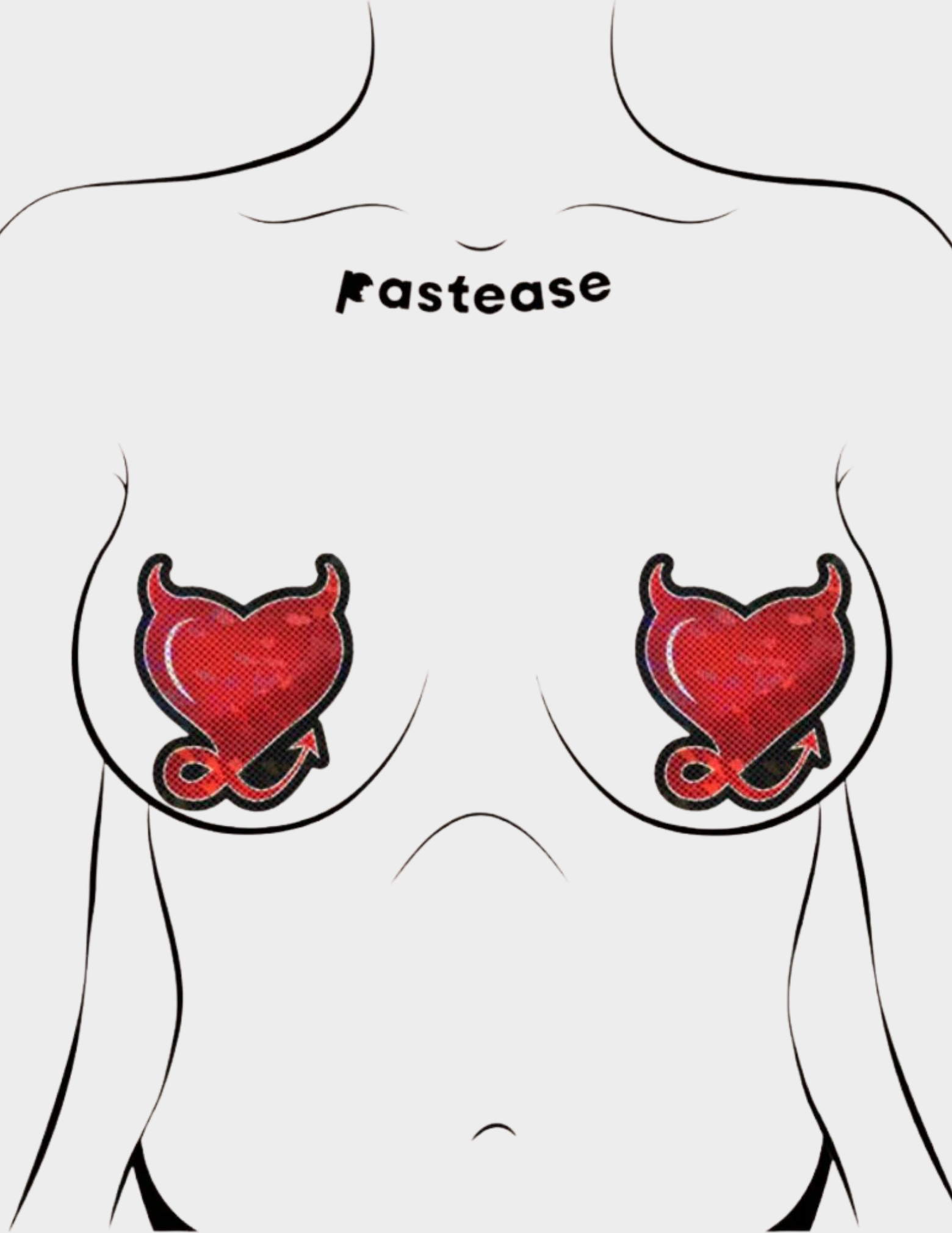 Red Glitter Hearts with Devil Nipple Covers