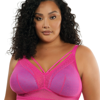 Parfait Mia Dot P6011 Bright Pink Wire Free Padded Bralette front view