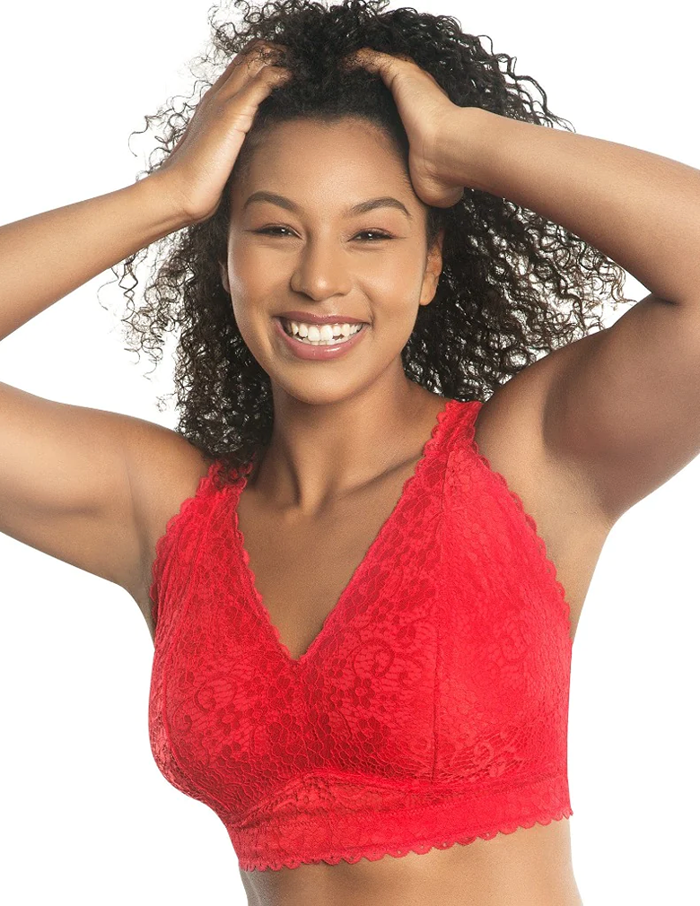 Parfait Adriana P5482 Racing Red Wire-free Lace Bralette front view 1